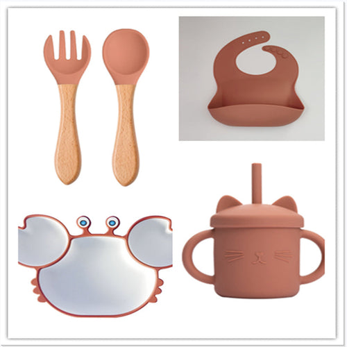 Silicone Baby Dishes for Children's Tableware Plate Non-slip Baby