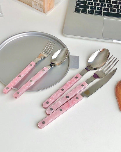 10-Pcs Sleek Modern Pinky Flatware Silverware Flatware Set