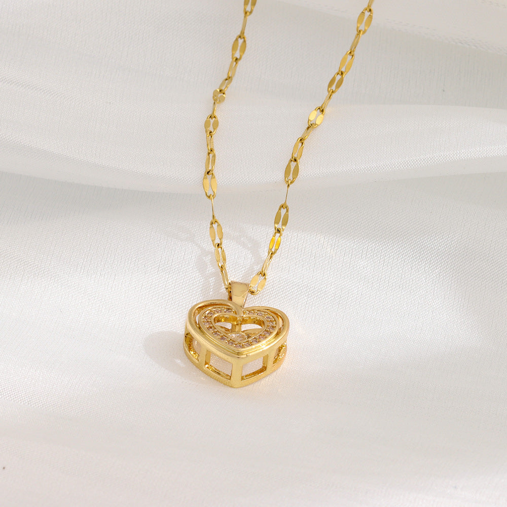 Fashionable Titanium Steel Heart-Shaped Necklace
