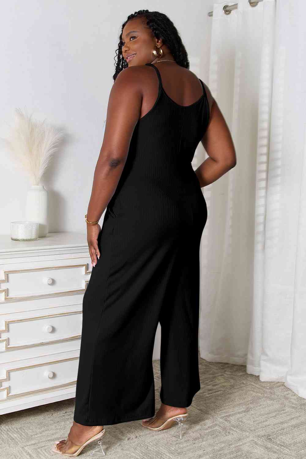 Basic Bae Spaghetti Strap Jumpsuit - Full Size V-Neck Design