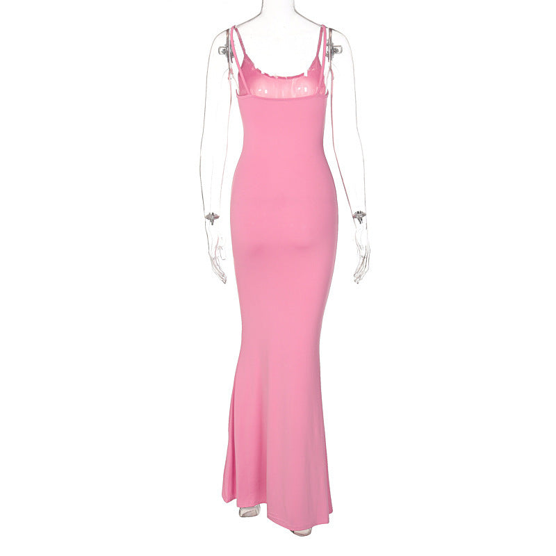 Spaghetti Strap Long Dress Women Sexy Slim Skinny Bodycon Party Club