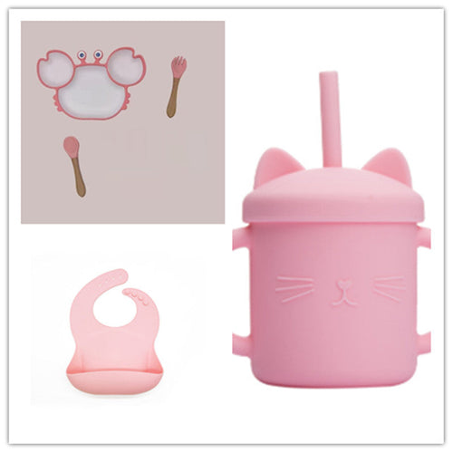 Silicone Baby Dishes for Children's Tableware Plate Non-slip Baby