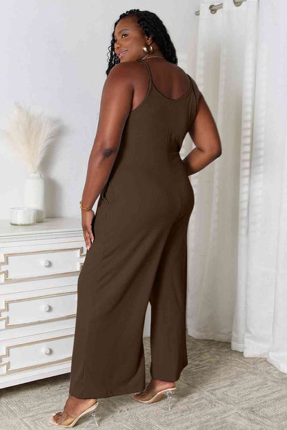 Basic Bae Spaghetti Strap Jumpsuit - Full Size V-Neck Design