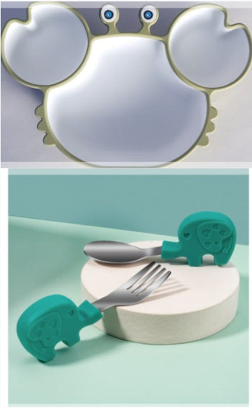 Silicone Baby Dishes for Children's Tableware Plate Non-slip Baby