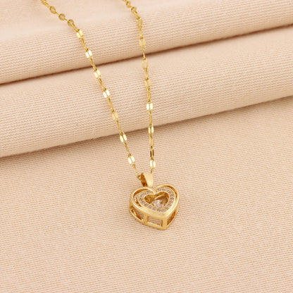 Fashionable Titanium Steel Heart-Shaped Necklace
