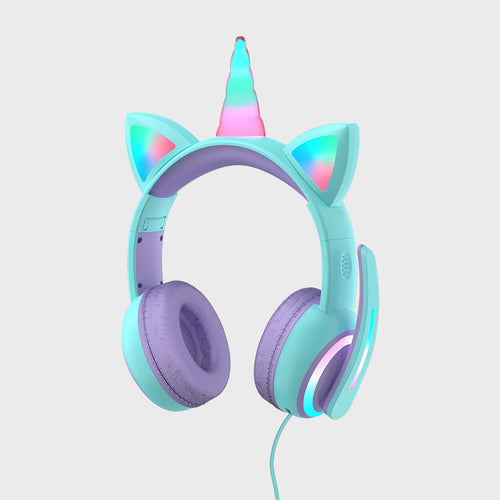 Shining Wireless Kids Headphones with Cat Ears Crown Design