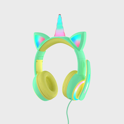 Shining Wireless Kids Headphones with Cat Ears Crown Design