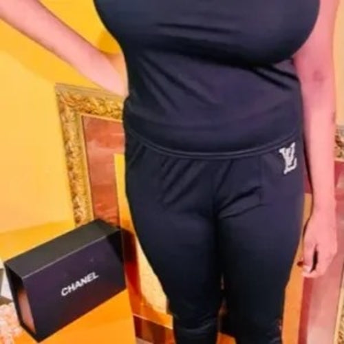 Two Pieces Set Sexy Outfits Short Sleeve & Long Pants Pullover