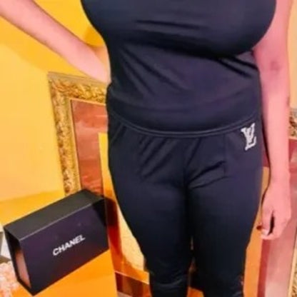 Two Pieces Set Sexy Outfits Short Sleeve & Long Pants Pullover