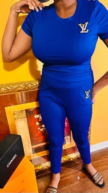 Two Pieces Set Sexy Outfits Short Sleeve & Long Pants Pullover