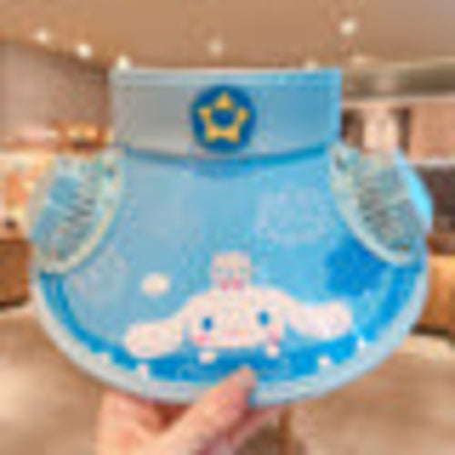 Kids Cartoon Sun Hat with Cooling Fan, UPF50+ Wide Brim Neck Flap
