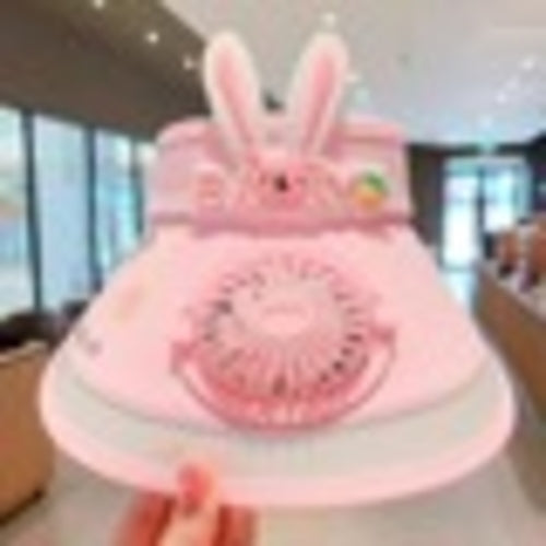 Kids Cartoon Sun Hat with Cooling Fan, UPF50+ Wide Brim Neck Flap