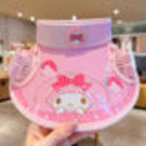 Kids Cartoon Sun Hat with Cooling Fan, UPF50+ Wide Brim Neck Flap