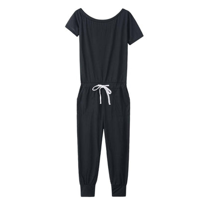 Women's Off-the-shoulder Short-sleeved Pocket Lace-up Shoulder