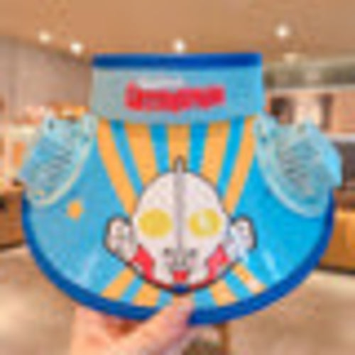Kids Cartoon Sun Hat with Cooling Fan, UPF50+ Wide Brim Neck Flap