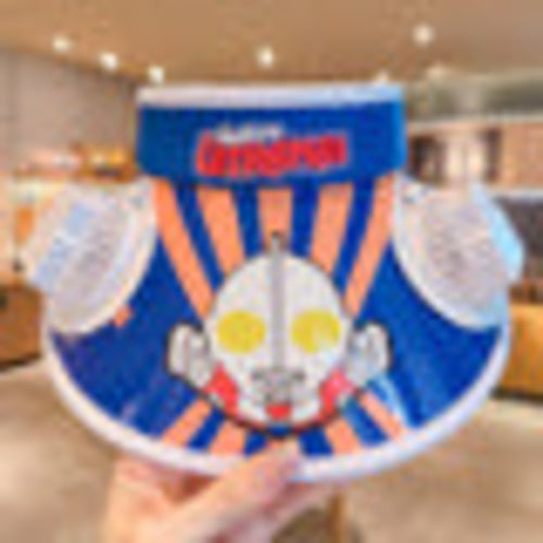 Kids Cartoon Sun Hat with Cooling Fan, UPF50+ Wide Brim Neck Flap
