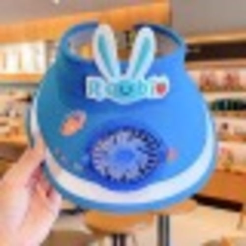 Kids Cartoon Sun Hat with Cooling Fan, UPF50+ Wide Brim Neck Flap