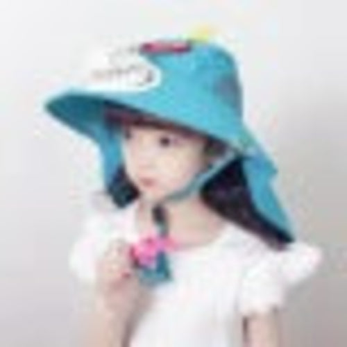 Kids Cartoon Sun Hat with Cooling Fan, UPF50+ Wide Brim Neck Flap