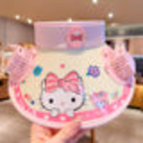 Kids Cartoon Sun Hat with Cooling Fan, UPF50+ Wide Brim Neck Flap