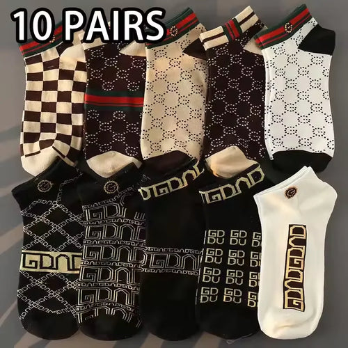 5/10 pcs Men's Thin Breathable Low-Cut Socks - Anti-Odor,