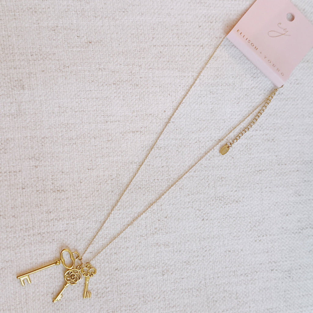 Secret Garden Key Necklace – Gold Plated | Vintage Charm, Dainty