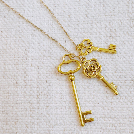 Secret Garden Key Necklace – Gold Plated | Vintage Charm, Dainty