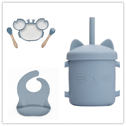 Silicone Baby Dishes for Children's Tableware Plate Non-slip Baby