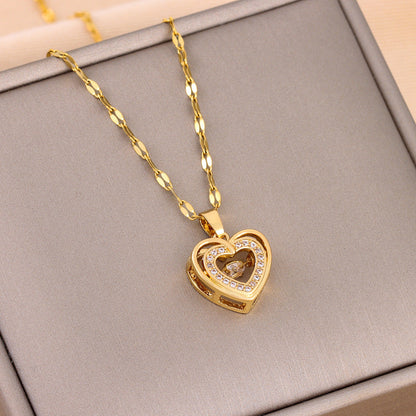 Fashionable Titanium Steel Heart-Shaped Necklace