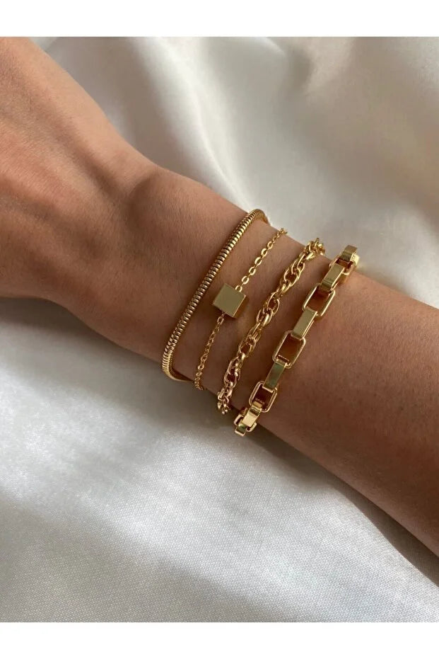 Bracelet Set Adjustable Four Piece Stackable Modern Minimalist Jewelry