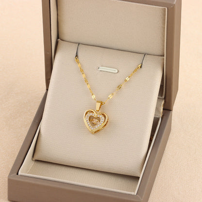 Fashionable Titanium Steel Heart-Shaped Necklace