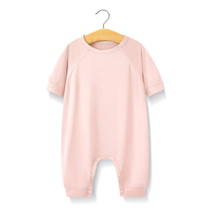 Baby Solid Color Medium Sleeve Summer Crotch Jumpsuit Pajamas
